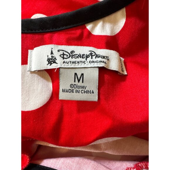 Disney Parks Authentic Red Polka Dot Dress With Black Trim - Picture 3 of 12